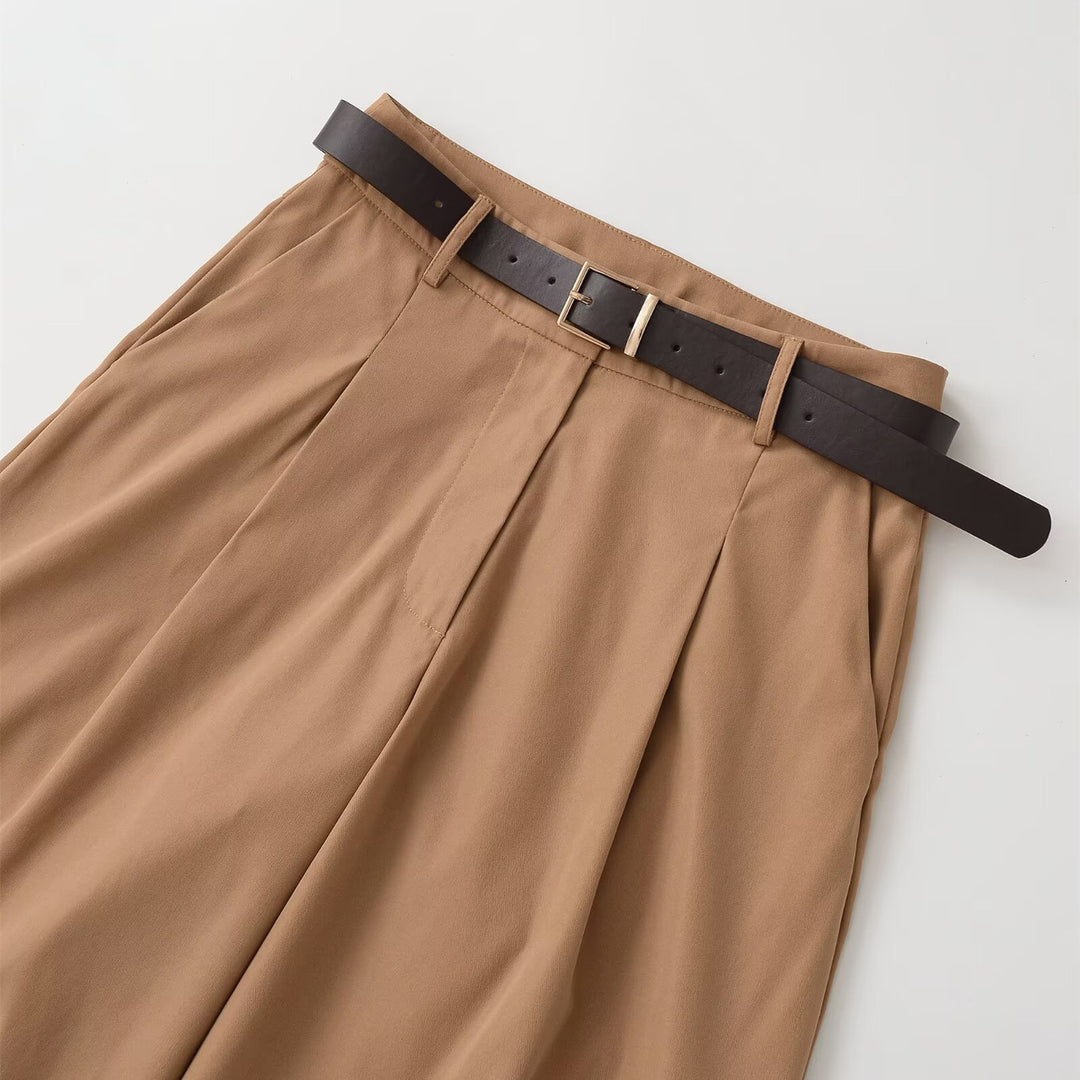 Damen weite Hochbundhose mit abnehmbarem Gürtel EB