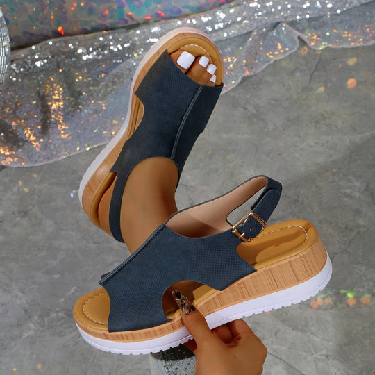 Damen Luftige und modische Sandalen mit Plateau-Absatz EB