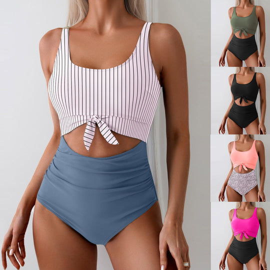 Damen Einteiliger Badeanzug mit trendigem Cut-Out-Design und verstellbarem Knoten EB