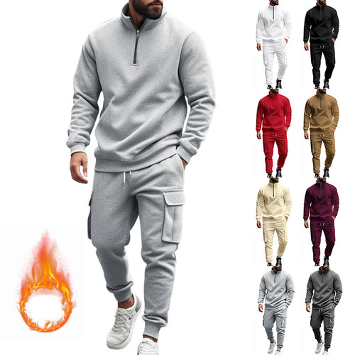 Herren sportlicher Sweatanzug mit höherem Kragen und praktischen Taschen EB