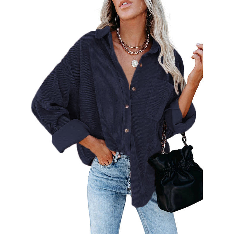 Damen lässige Cordhemdbluse EB