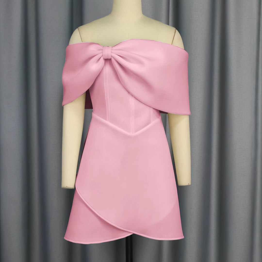 Damen Off-Shoulder Minikleid mit Schleifen-Detail EB