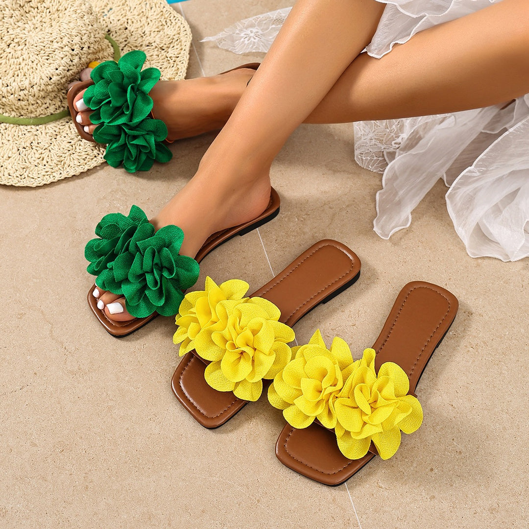 Damen modische Pantoletten mit floralen Applikationen EB