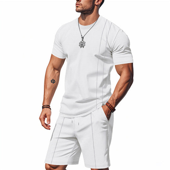 Herren lässiges Freizeit-Set mit kurzem Oberteil und Shorts EB