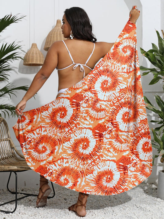 Damen eleganter Wickelsarong mit modernem Muster EB