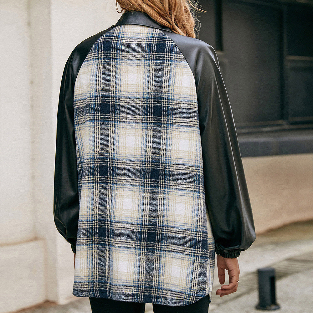 Damen modische Karomuster Jacke mit ärmeln EB