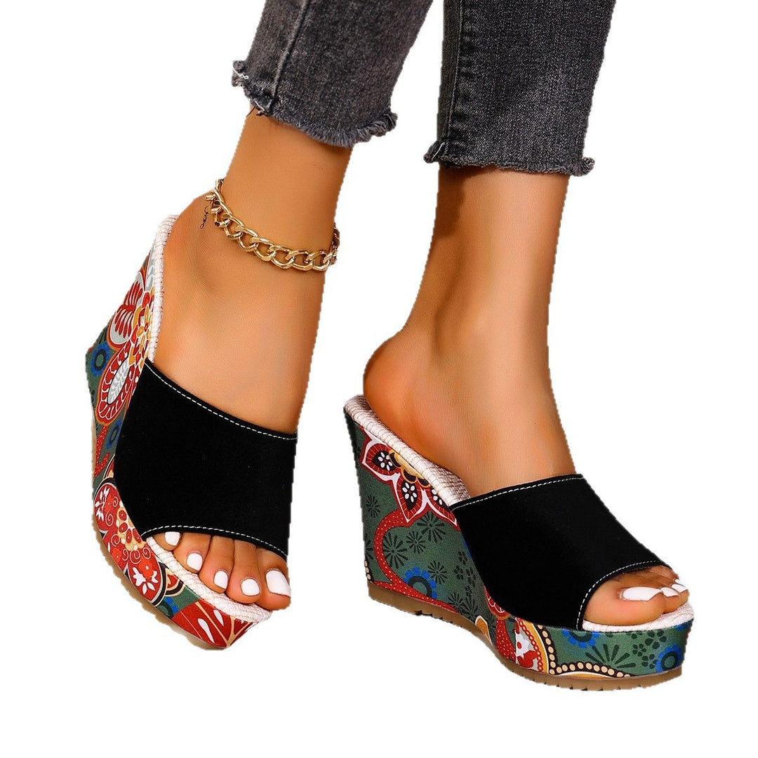 Damen Wedge-Pantoletten mit floralem Design EB