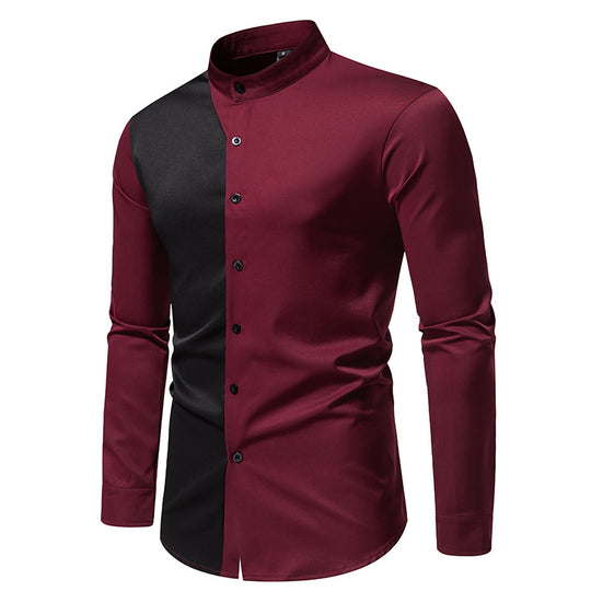 Herren modisches Langarmhemd mit schickem Farbblockdesign EB