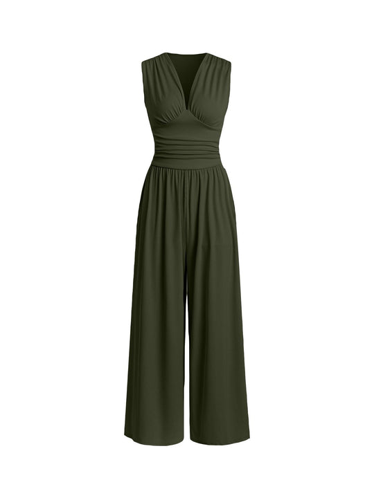 Damen Jumpsuit Palazzo Bein mit Taille