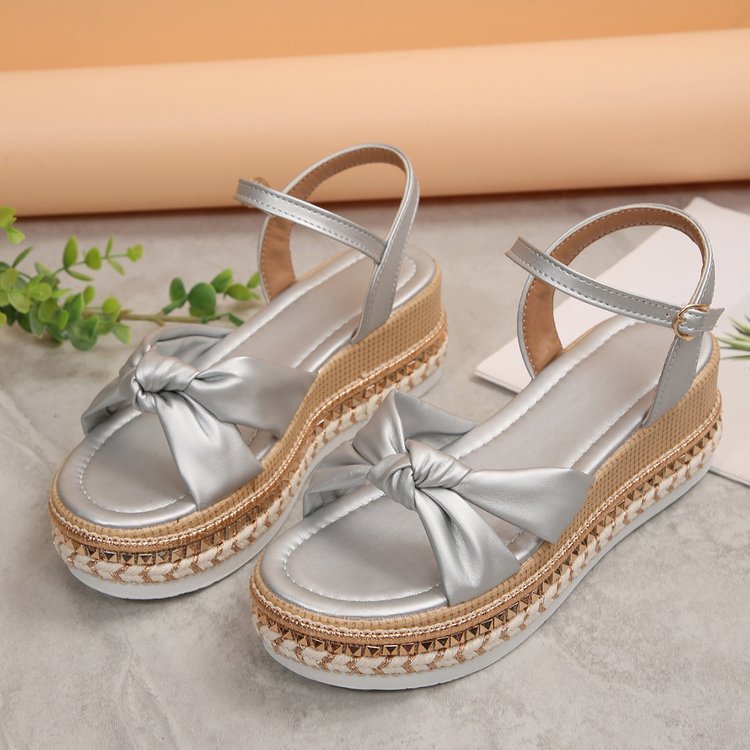 Damen Plattform-Sandalen mit raffinierter Knotenoptik EB