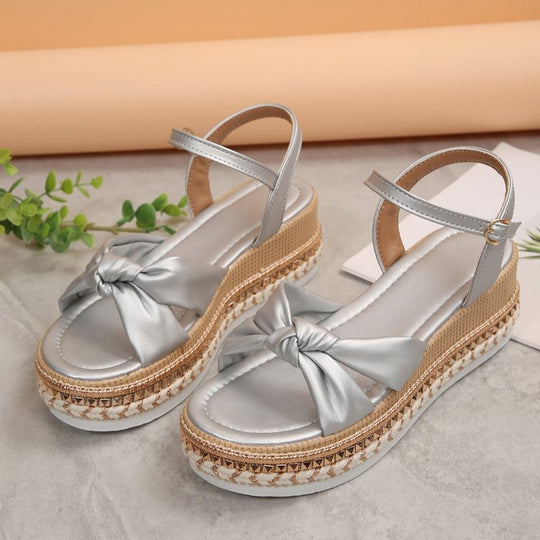 Damen Plattform-Sandalen mit raffinierter Knotenoptik EB