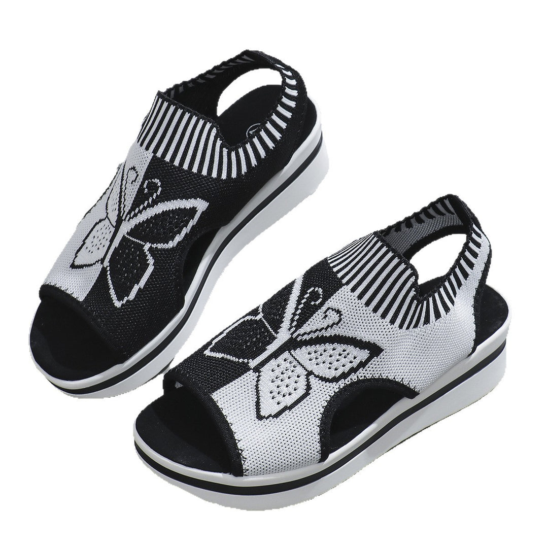 Damen Sportliche Plateau-Sandalen mit modischem Schmetterlingsdesign EB