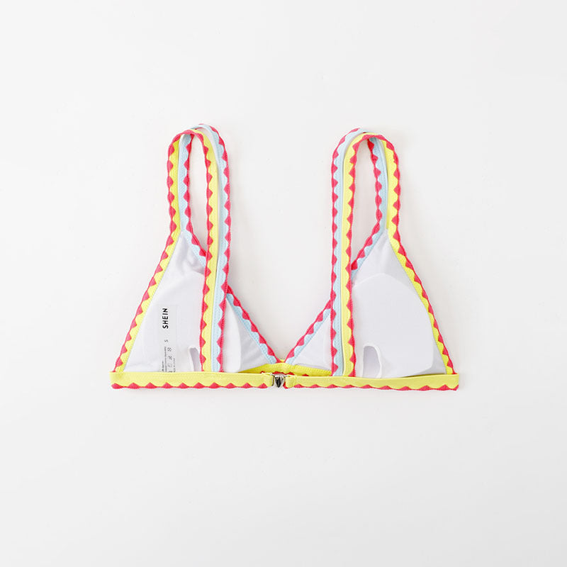 Damen Triangel-Bikini mit buntem Spitzenband EB