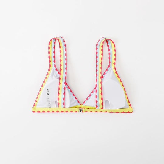 Damen Triangel-Bikini mit buntem Spitzenband EB