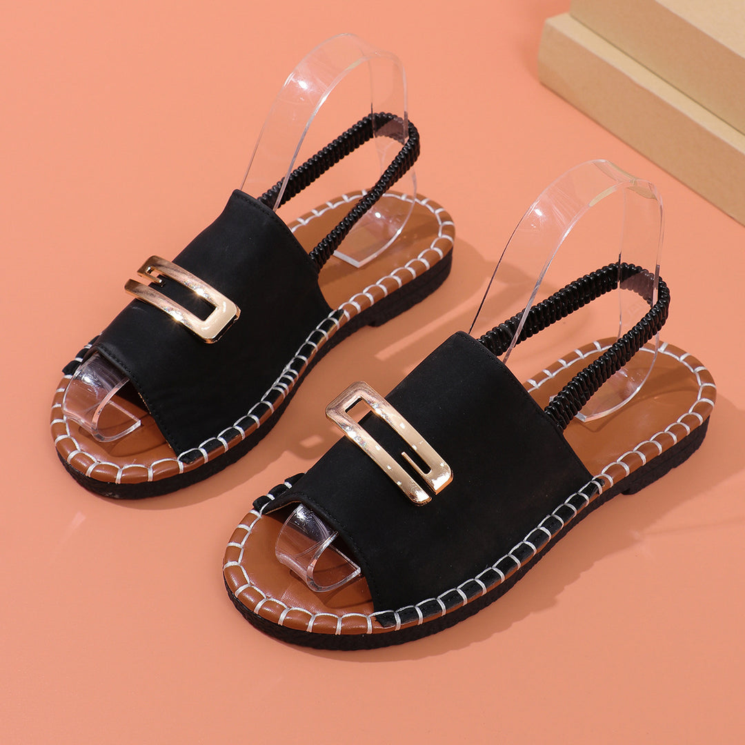 Damen Slingback Sandalen mit dekorativem Riemen und rutschfester Sohle EB