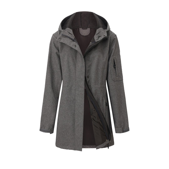 Damen nan funktionaler Softshell-Parka mit Teddyfleece-Futter, Kapuze und Taillenzug EB