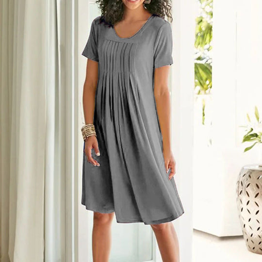 Damen Freizeitkleid mit Plissierung und bequemer Passform EB