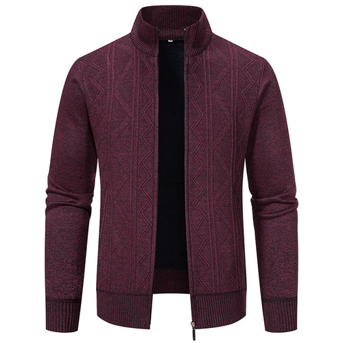 Herren Strickjacke mit modernem Reißverschluss und dekorativem Muster EB
