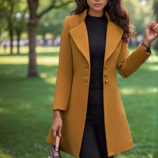 Damen eleganter und taillierter Trenchcoat mit strukturiertem Gewebe EB
