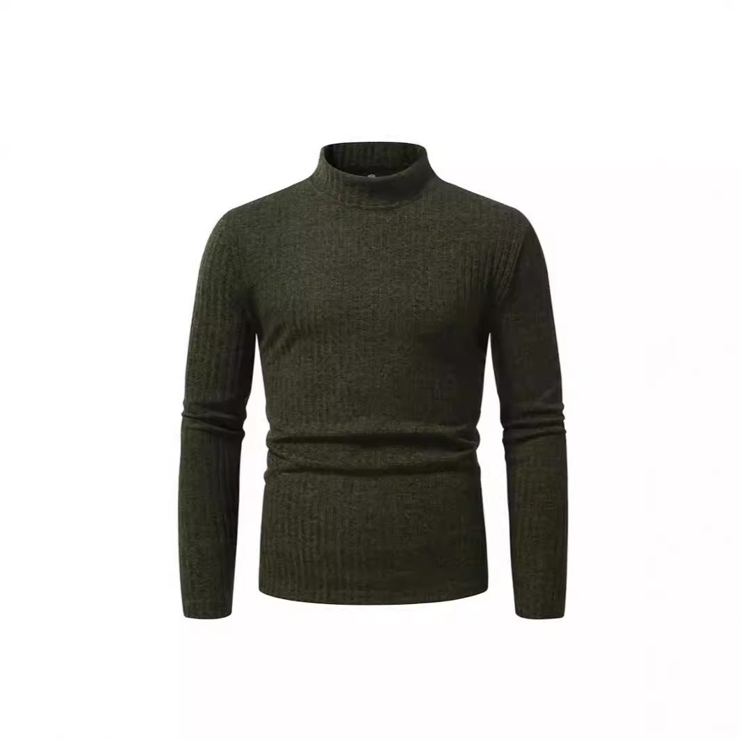 Herren eleganter Rollkragenpullover mit vertikalem Rippstrickdesign EB
