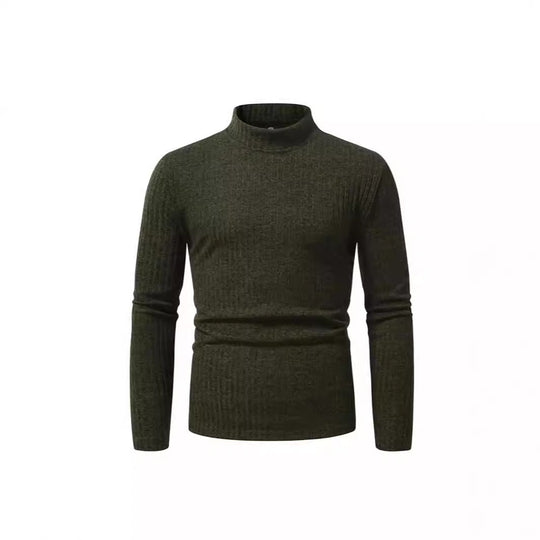 Herren eleganter Rollkragenpullover mit vertikalem Rippstrickdesign EB