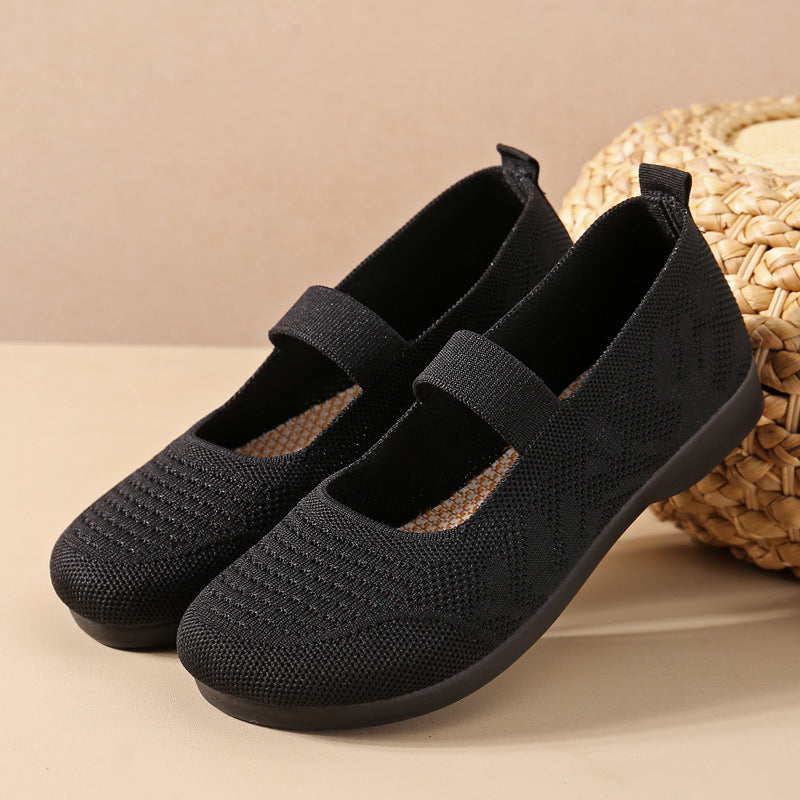 Damen Komfortable Ballerinas mit elastischem Riemen EB
