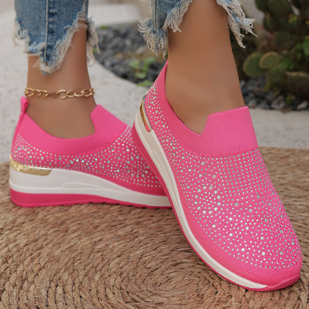 Damen modische und komfortable Sneakers mit Glitzer-Applikationen EB
