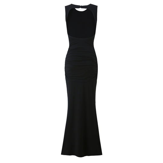 Damen Maxikleid mit raffinierten Drapierungen und elegantem Rückenausschnitt EB