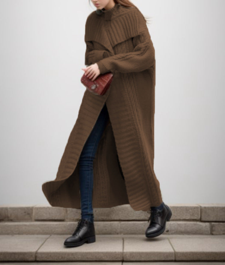 Damen Großer Strickmantel mit voluminösen Ärmeln und modernem Schnitt EB