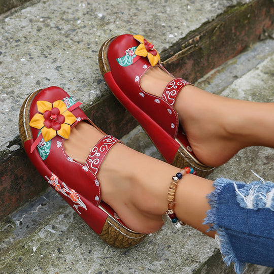Damen Komfortable und florale Clogs EB