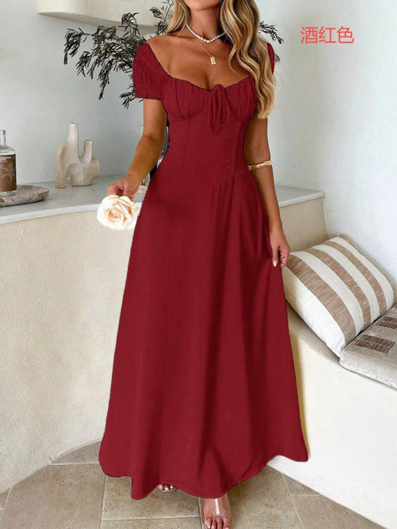 Damen Maxi-Kleid mit charmanten Rüschendetails und schmeichelndem Schnitt EB