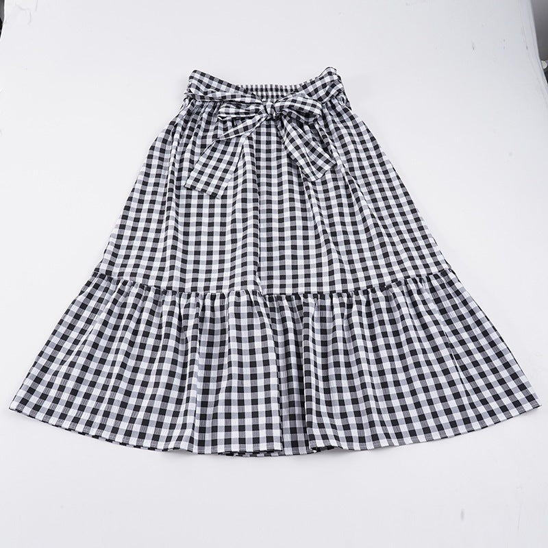 Damen Fließender Viskose-Rock mit taillierter High-Waist und Rüschensaum EB