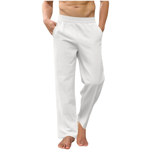 Herren nan lockere Loungehose mit elastischem Bund, Eingrifftaschen und seitlichen Knöchelschlitzen EB