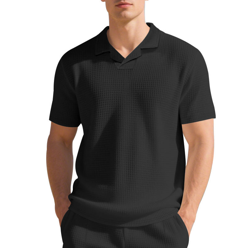 Herren Kurzarm Poloshirt mit strukturiertem Design und modernem Stehkragen EB