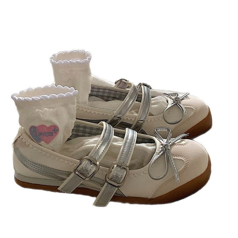 Damen Ballerinas mit modischen Riemchen und dekorativem Schleifen-Design EB