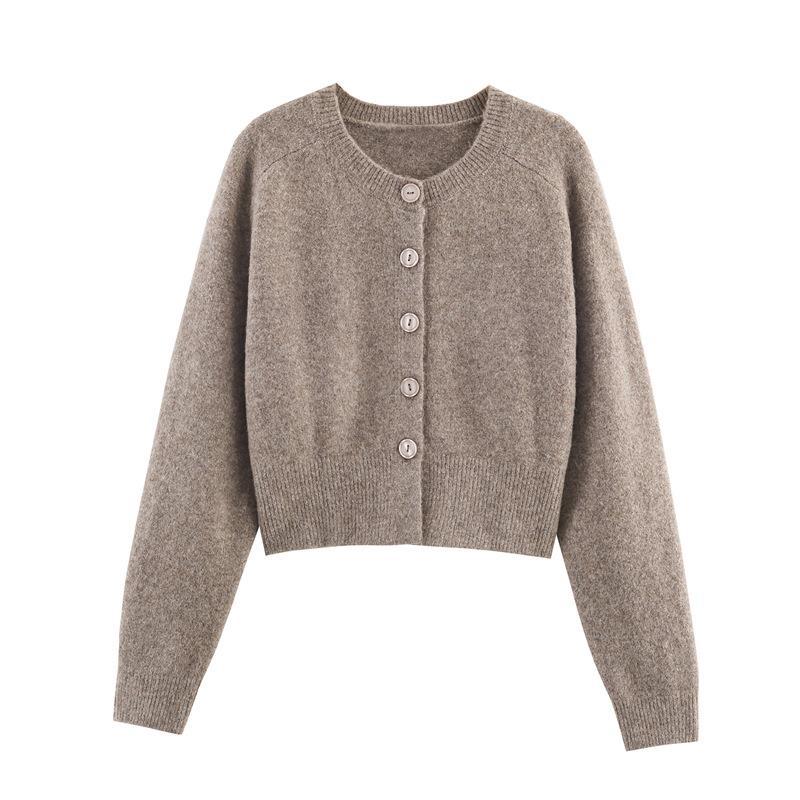 Damen kuschelige Strickjacke mit Knopfverschluss und Raglanärmeln EB