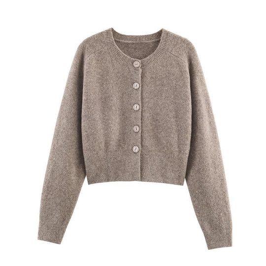 Damen kuschelige Strickjacke mit Knopfverschluss und Raglanärmeln EB