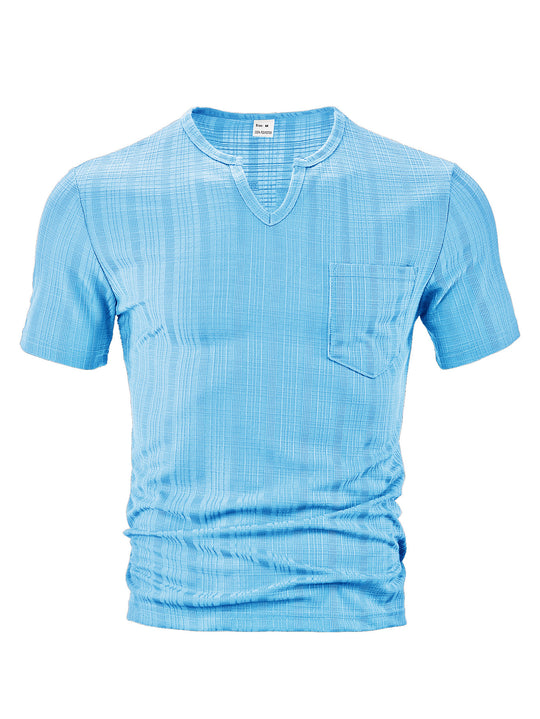 Herren Kurzarm T-Shirt mit V-Ausschnitt und Brusttasche EB