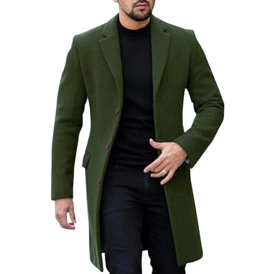 Herren eleganter Wollmantel mit modernem Schnitt und praktischen Taschen EB