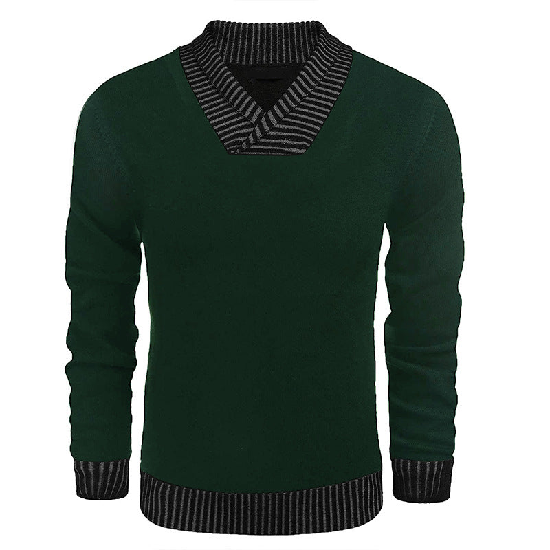 Herren eleganter Strickpullover mit modernem Schalkragen und strukturiertem Oberteil EB