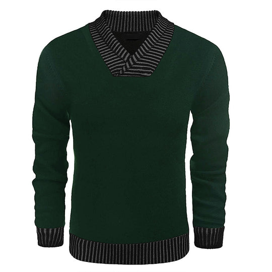 Herren eleganter Strickpullover mit modernem Schalkragen und strukturiertem Oberteil EB