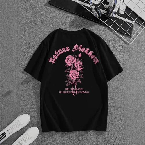 Damen T-Shirt mit floralem Motiv und kreativem Schriftzug EB