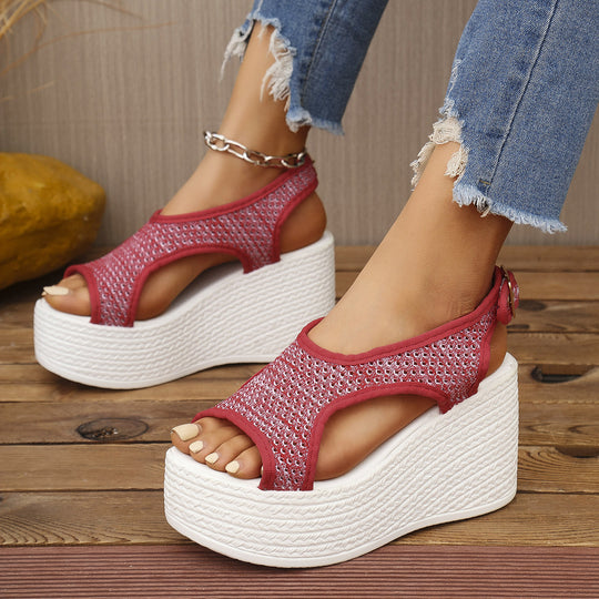 Damen Wedge-Sandalen mit perforiertem Obermaterial und anatomischem Fußbett EB