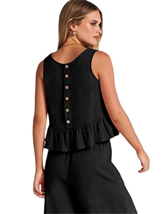 Damen Set mit lässigem Rüschendesign und weiten Hosen EB