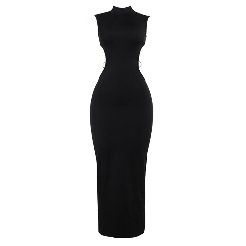 Damen Figurbetontes Maxikleid mit hohem Kragen und seitlichen Cut-Outs EB