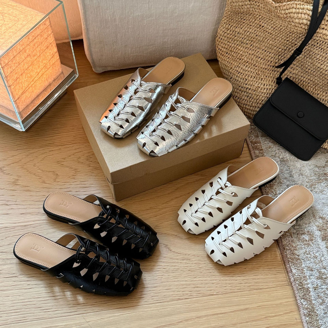 Damen Sommerliche Mules mit kunstvollem Cut-Out-Design und weich gepolstertem Fußbett EB