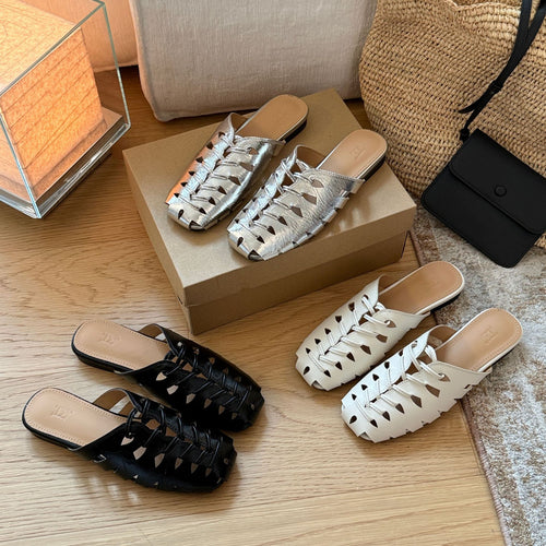 Damen Sommerliche Mules mit kunstvollem Cut-Out-Design und weich gepolstertem Fußbett EB