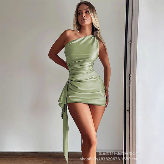 Damen Minikleid mit asymmetrischem Design und raffinierten Drapierungsdetails EB