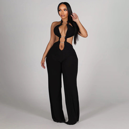 Damen Einteiler mit tiefem V-Ausschnitt und eleganten Cut-Outs EB