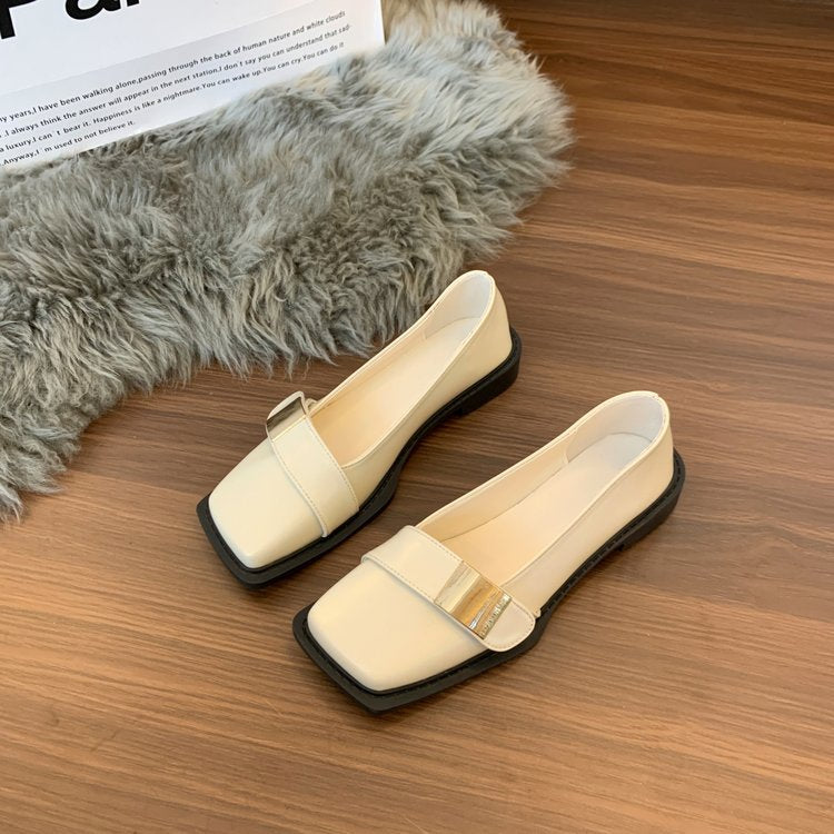 Damen elegante Ballerinas mit schickem Riemen und komfortablem Blockabsatz EB